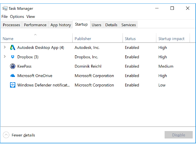 controlling startup program, figure four, windows ten